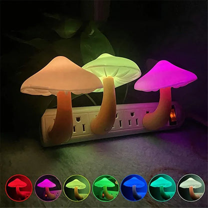 LED Mushroom Plug-in Nightlight; Five Colors