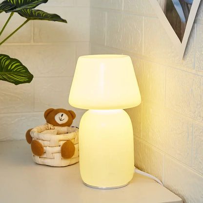 LumiGlow Glass Mushroom Table Lamp