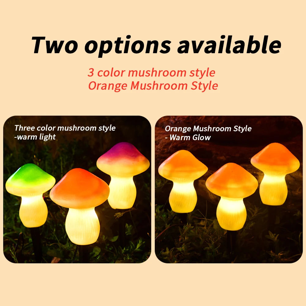 Enchanted Garden Solar Mushroom Lights, set of 3