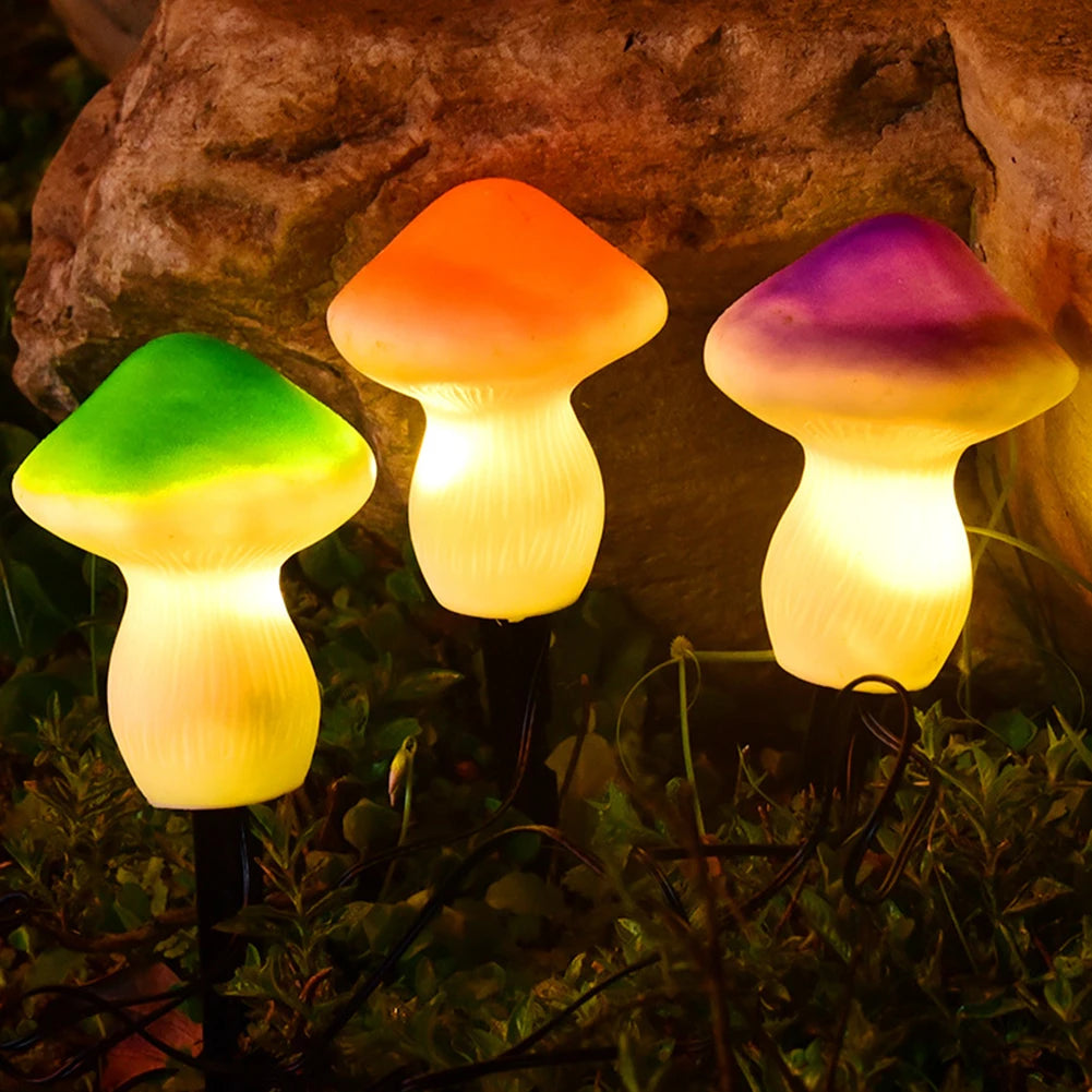 Enchanted Garden Solar Mushroom Lights, set of 3