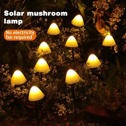 Outdoor String of White/Multicolored Solar Mushroom Lights