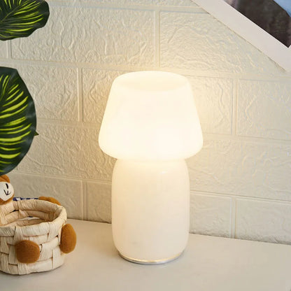 LumiGlow Glass Mushroom Table Lamp