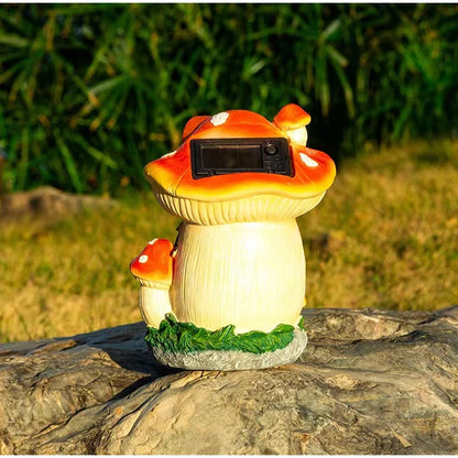 Solar Resin Mushroom House Lamp