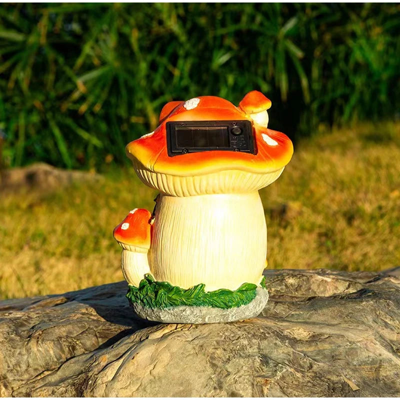 Solar Resin Mushroom House Lamp