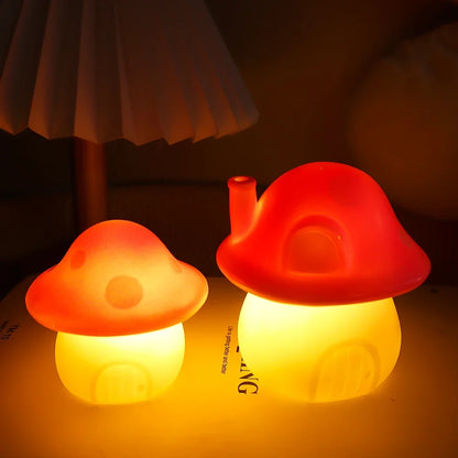 Red Mushroom House Silicone Nightlight - Two Sizes